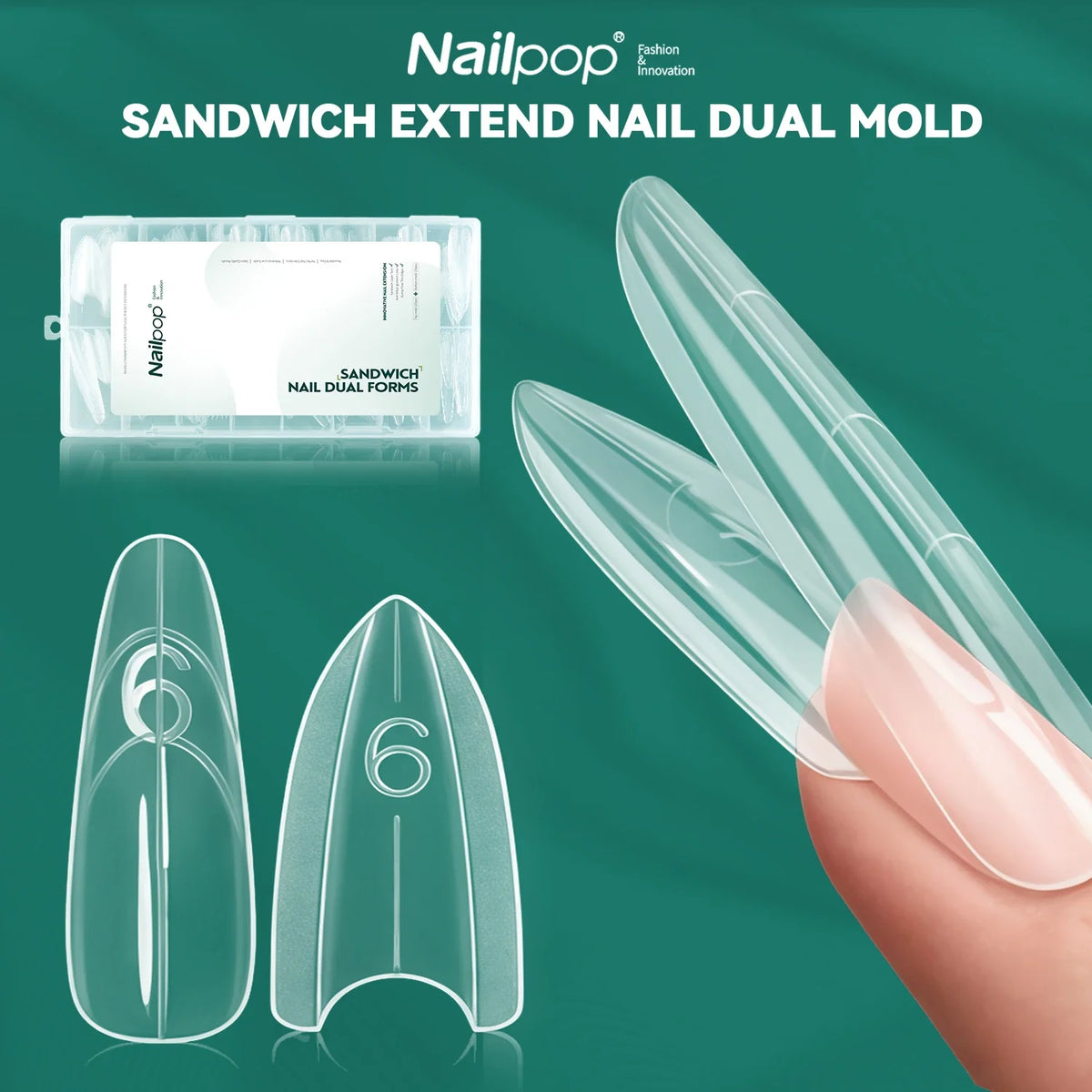 Nailpop Sandwich Nail Dual Forms | 15 Shapes 240pcs Nail Dual Forms Qme
