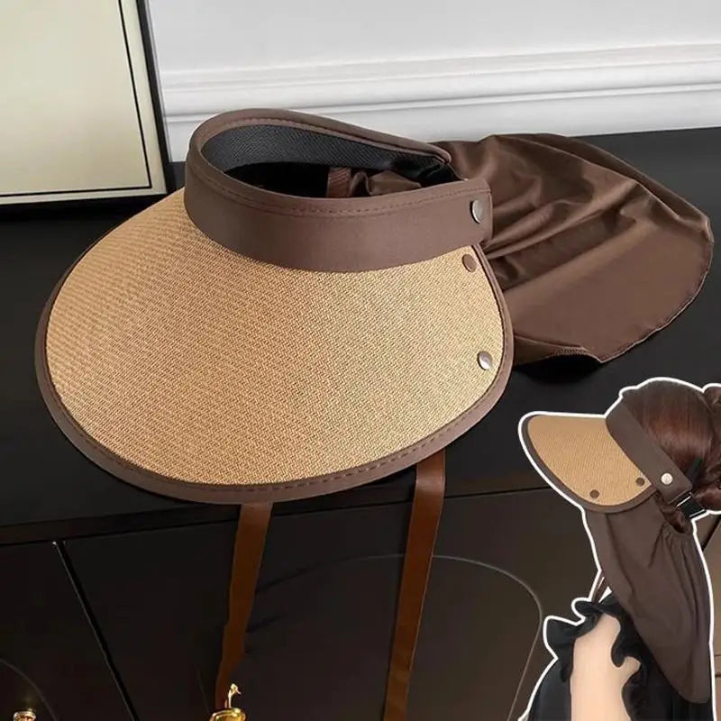 Women's Wide Brim Open-Top Foldable Sun Hat | UV Shade Wide Brim Sun Hat Qst Khaki
