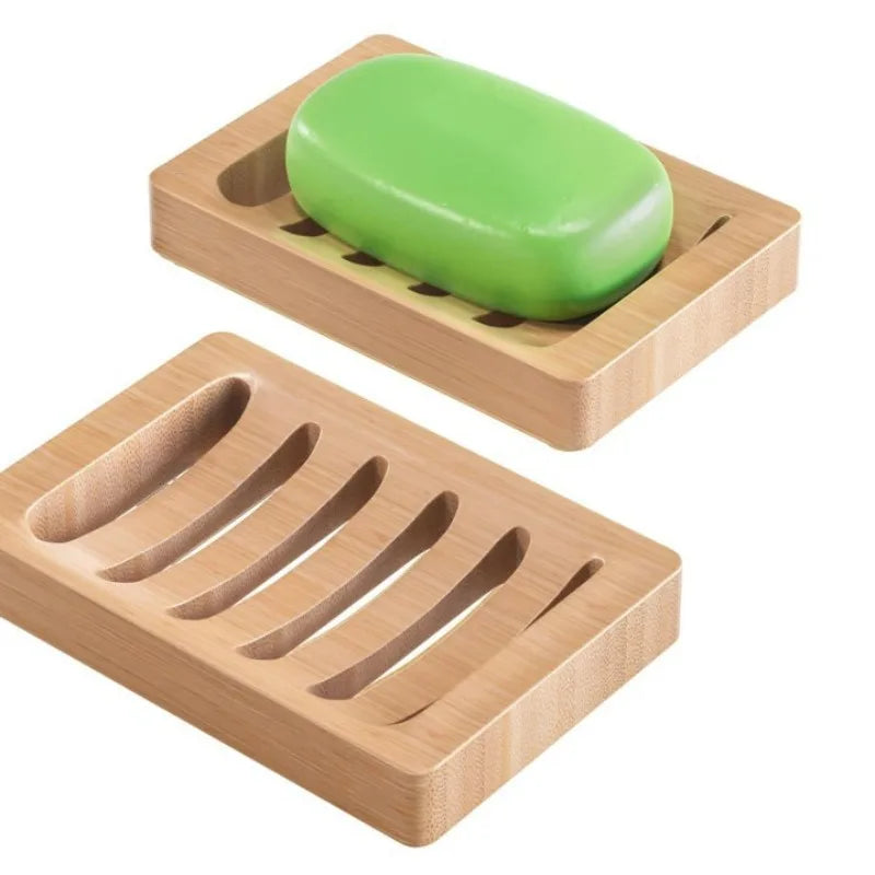 Natural Bamboo Soap Dish Holder – Self-Draining Rustic Tray Bamboo Soap Dish Qme