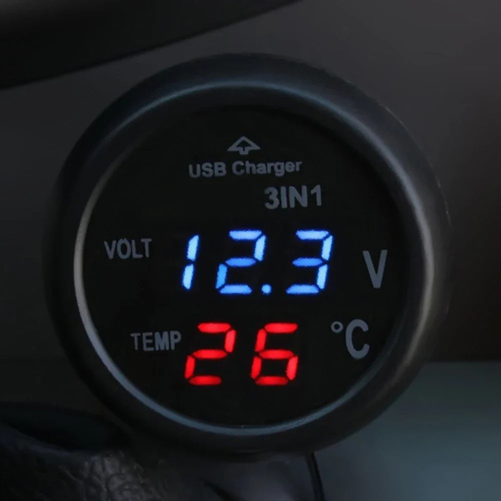 Car USB Charger LED Digital Voltmeter & Switch 12V 24V Car USB Voltmeter Charger Qme