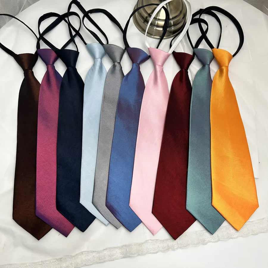 Solid Color Zipper Tie – Short Style Necktie | 11 Colors Zipper Necktie Qme