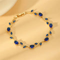 Vintage Women's Bracelet | Deep Blue Cubic Zirconia Gold Women's Bracelet Qme blue