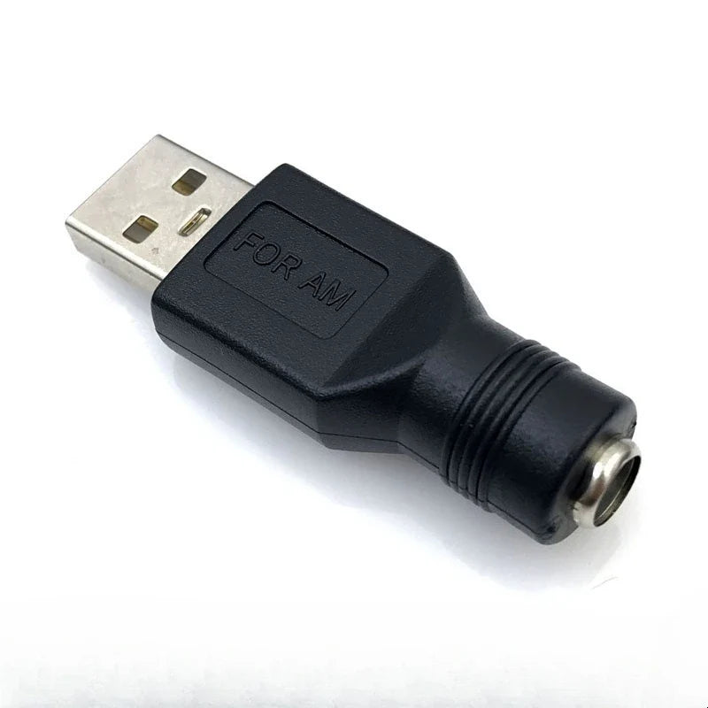USB to DC Power Plug Adapter Set – Multi-Size Barrel Connectors DC Power Adapter Set Qme Female to Male 5.5x2.1mm