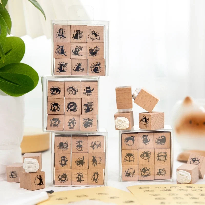 Retro Botanical Stamp Set – DIY Journal, Album & Collage Craft Stamp Set Qme