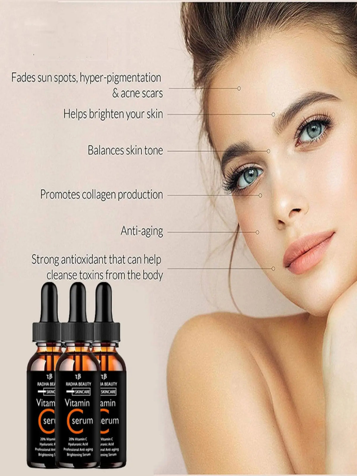 YRFKT 20% Vitamin C & Hyaluronic Acid Face Serum Vitamin C Face Serum Qst