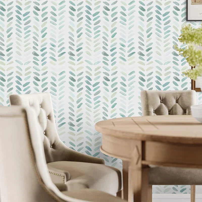 Boho Leaf Peel & Stick Contact Paper – Green White, 12 Options Peel & Stick Wallpaper Qme