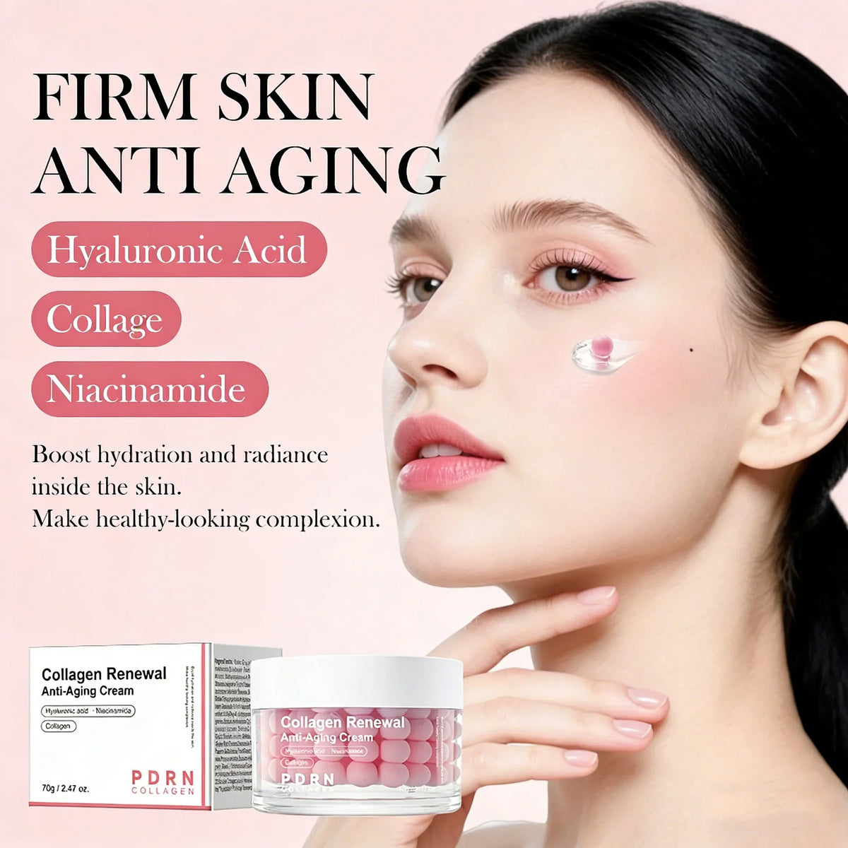 Korean PDRN Pink Collagen Capsule Cream with Niacinamide Collagen Face Cream Qme