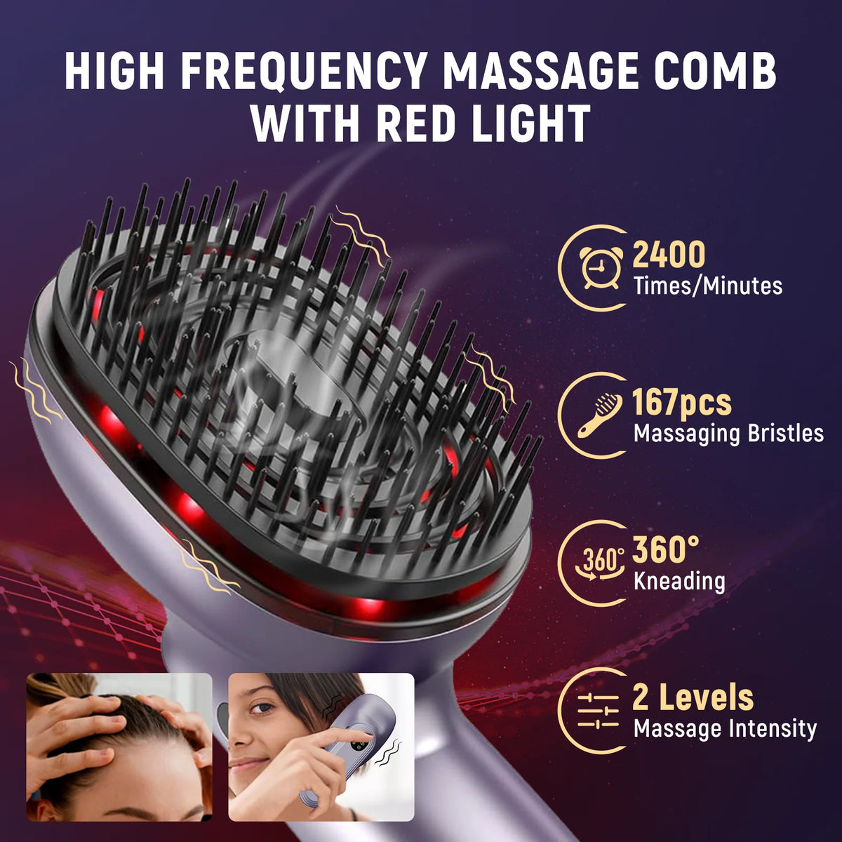 Jitesy Electric Scalp Massage Comb – Red Light & Essential Oil Scalp Massage Comb Qst