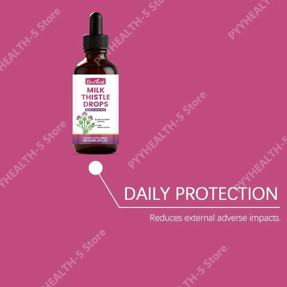 Docteat Milk Thistle Drops 60ml – Vitamin D3, Zinc & Elderberry Liquid Herbal Supplement Qst