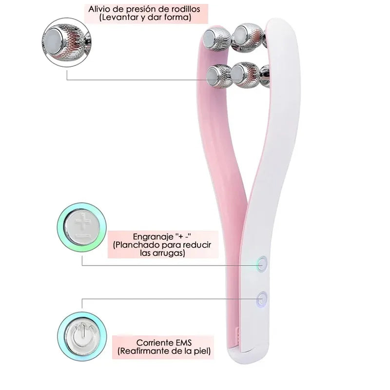 Microcurrent RF EMS Face Roller – V-Shape Lifting Massager Facial Massager Roller Qst