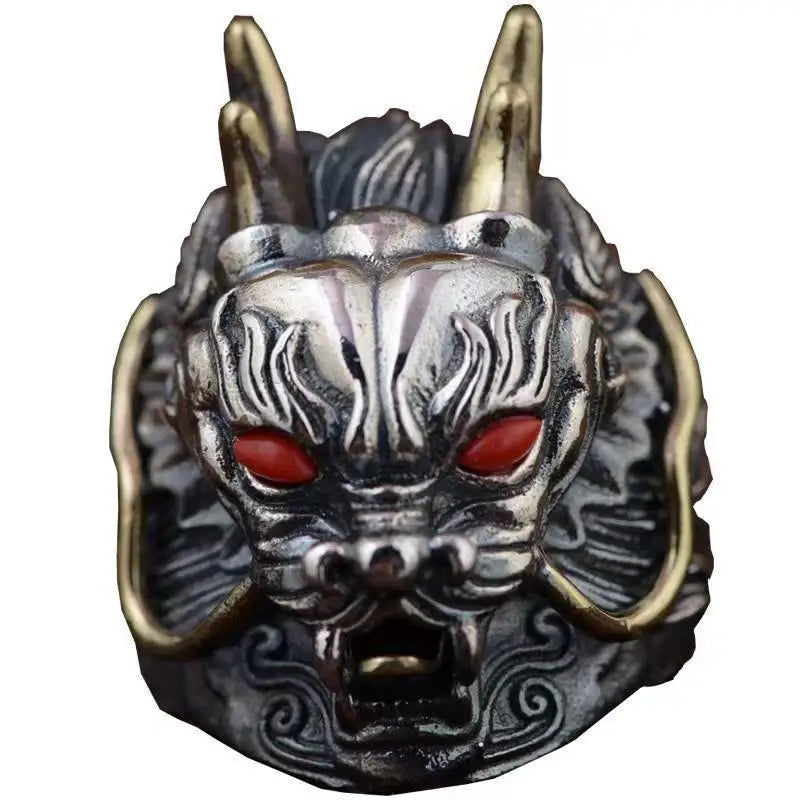Men's Retro Dragon Adjustable Ring | Zinc Alloy Statement Band Men's Fashion Ring Qme