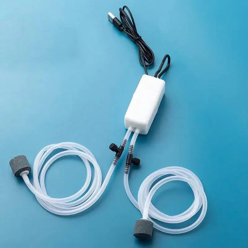 Mini USB Aquarium Air Pump Kit with Check Valve & Air Stone Aquarium Air Pump Qme White