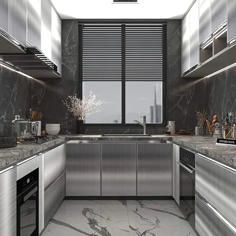 Brushed Silver Metal Wall Sticker – Stainless Steel Contact Paper Metal Contact Paper Qme