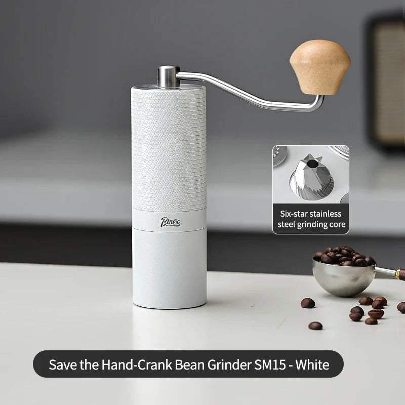 BINCOO SM15 Manual Coffee Grinder – Adjustable Burr Mill Manual Coffee Grinder Qst WHITE