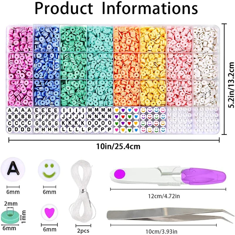3860pcs Flat Clay Beads Bracelet Making Kit | DIY Friendship Bracelet Making Kit Qme 3860PCS
