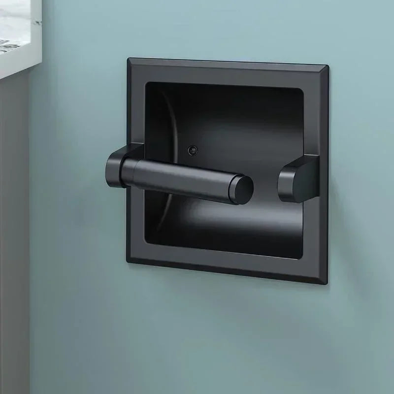 Black Metal Recessed Toilet Paper Holder | Wall Mount Bracket Toilet Paper Holder Qme