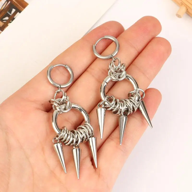 Punk Spiked Gothic Cone Dangle Earrings – Y2K Grunge Unisex Gothic Dangle Earrings Qme