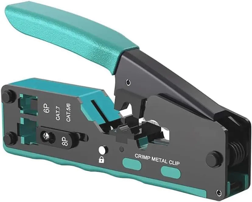 RJ45 Pass-Through Crimp Tool – Cat5 Cat6 Cat7 & RJ11 Network Crimp Tool Qme green