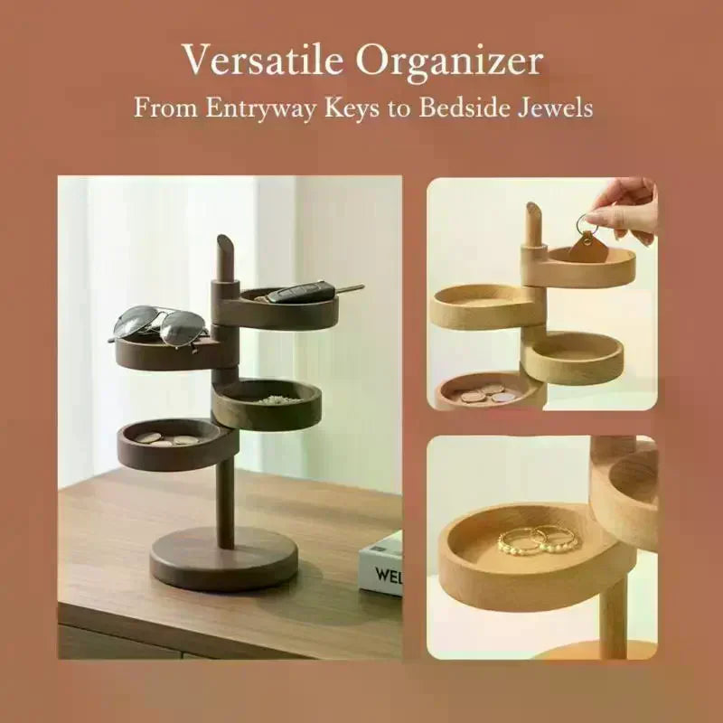 Rotating Wood Key Rack – Multi-Layer Space-Saving Organizer Key Rack Organizer Qme