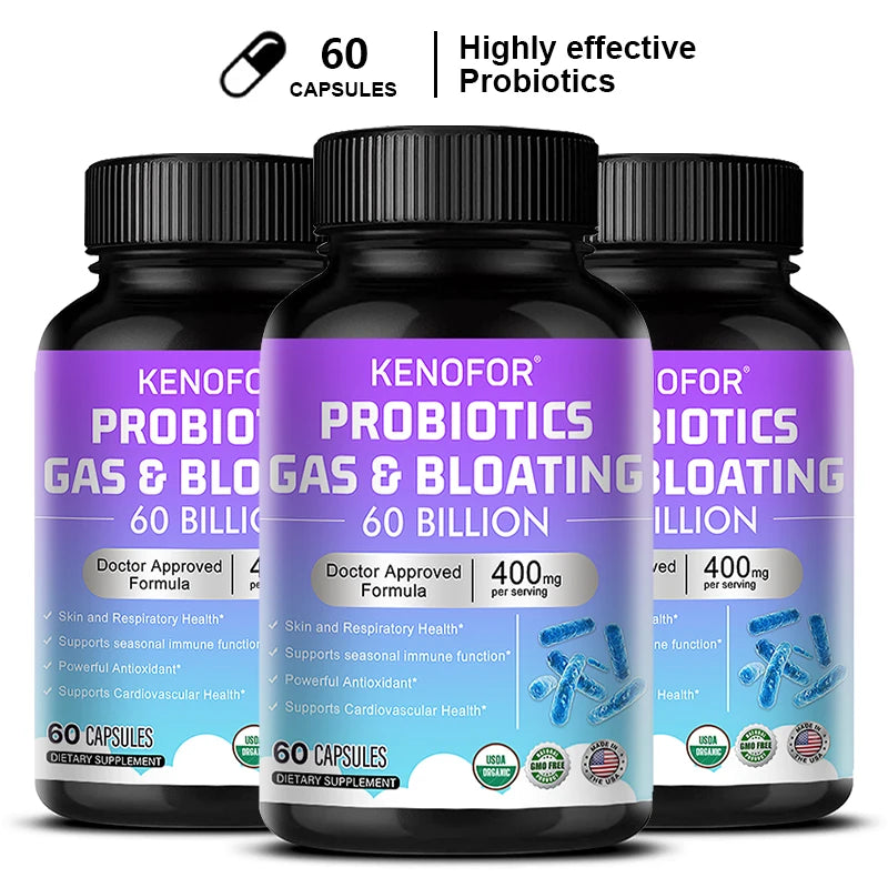 VITALXTRA Probiotic Capsules – 60 Billion CFU, 15 Strains Probiotic Supplement Qst 60 count-3 bottle