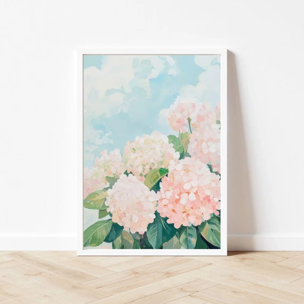 Hydrangea Floral Canvas Wall Art – Impasto Pastel Print Canvas Wall Art Qst