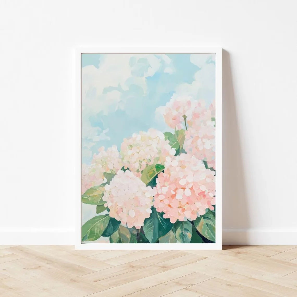 Hydrangea Floral Canvas Wall Art – Impasto Pastel Print Canvas Wall Art Qst