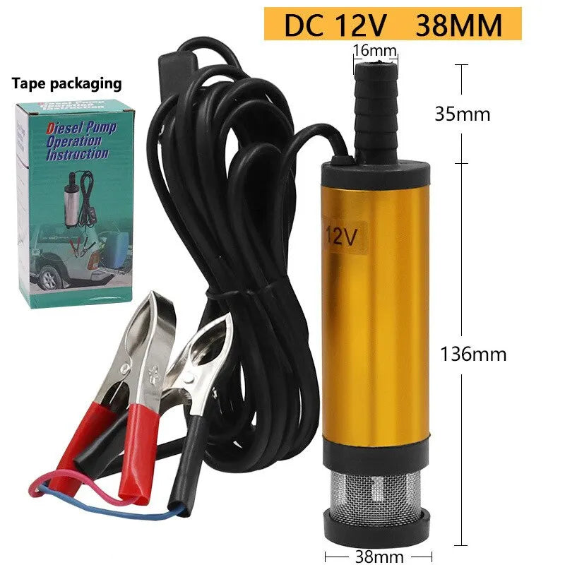 12V 24V DC Mini Submersible Pump – Aluminum Alloy, 12L/min Submersible Transfer Pump Qme 24V-Gold