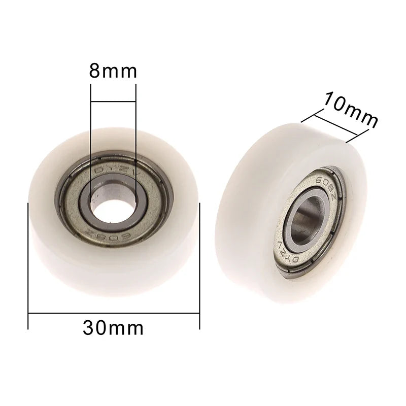 608 ZZ Nylon POM Roller Wheel 8x30x10mm Plastic Bearing Pulley Bearing Pulley Wheel Qme