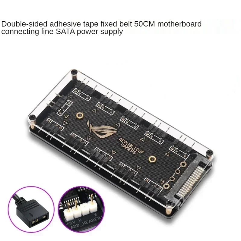 5V 3-Pin ARGB 10-Port Hub Splitter SATA Power Adapter ARGB Hub Splitter Qme