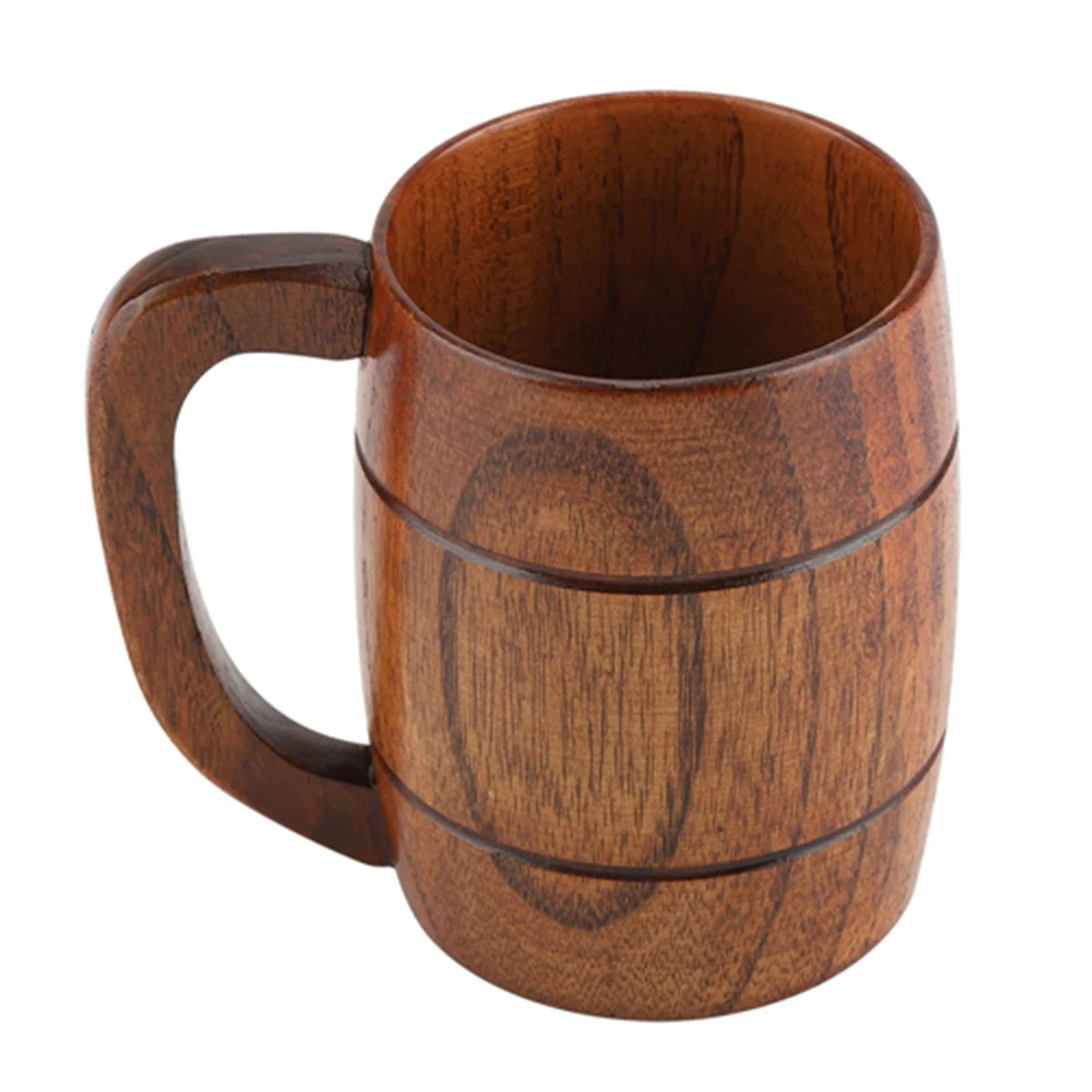 Natural Wooden Beer Mug with Handle – Retro 300ml Wood Cup Wooden Drinking Mug Qme Default Title