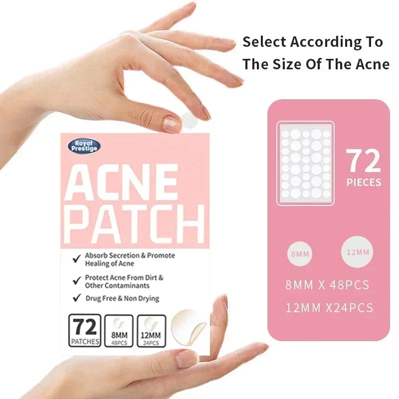 72pcs Invisible Hydrocolloid Acne Patches – Waterproof Spot Stickers Acne Patch Qst