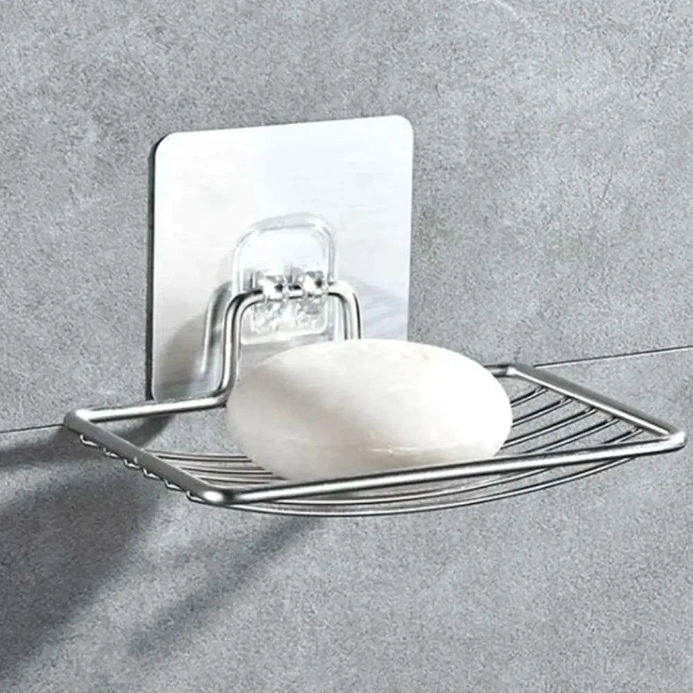 Wall-Mounted Stainless Steel Soap Holder with Drain Rack Soap Dish Holder Qme
