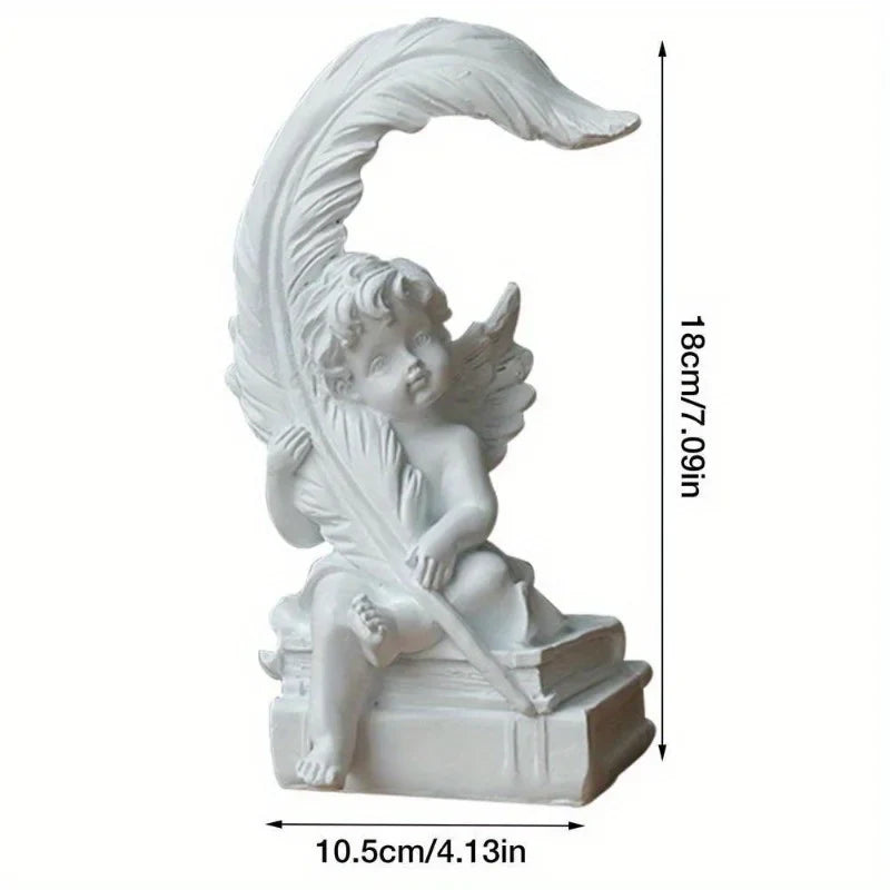 Feather Angel Cupid Desktop Ornament | Clay Home Décor Decorative Figurine Qme