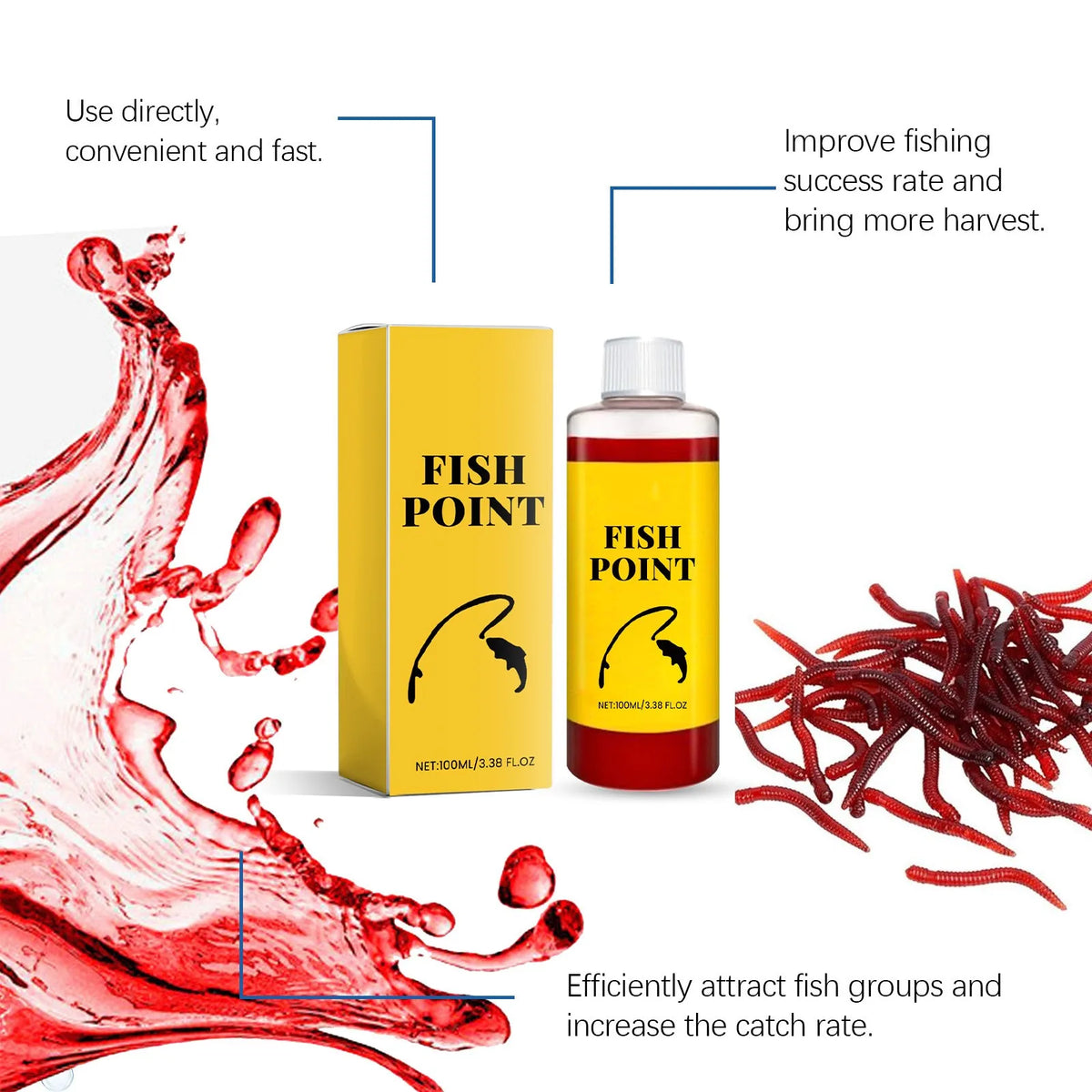 Wild Fish Attractant Nutrient Bait Additive – Fishy Flavor 100ml Fishing Bait Attractant Qme