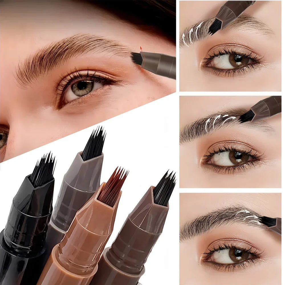 Qme 4-Pronged Waterproof Eyebrow Pencil – Smudge-Proof Brows Eyebrow Pencil Qme