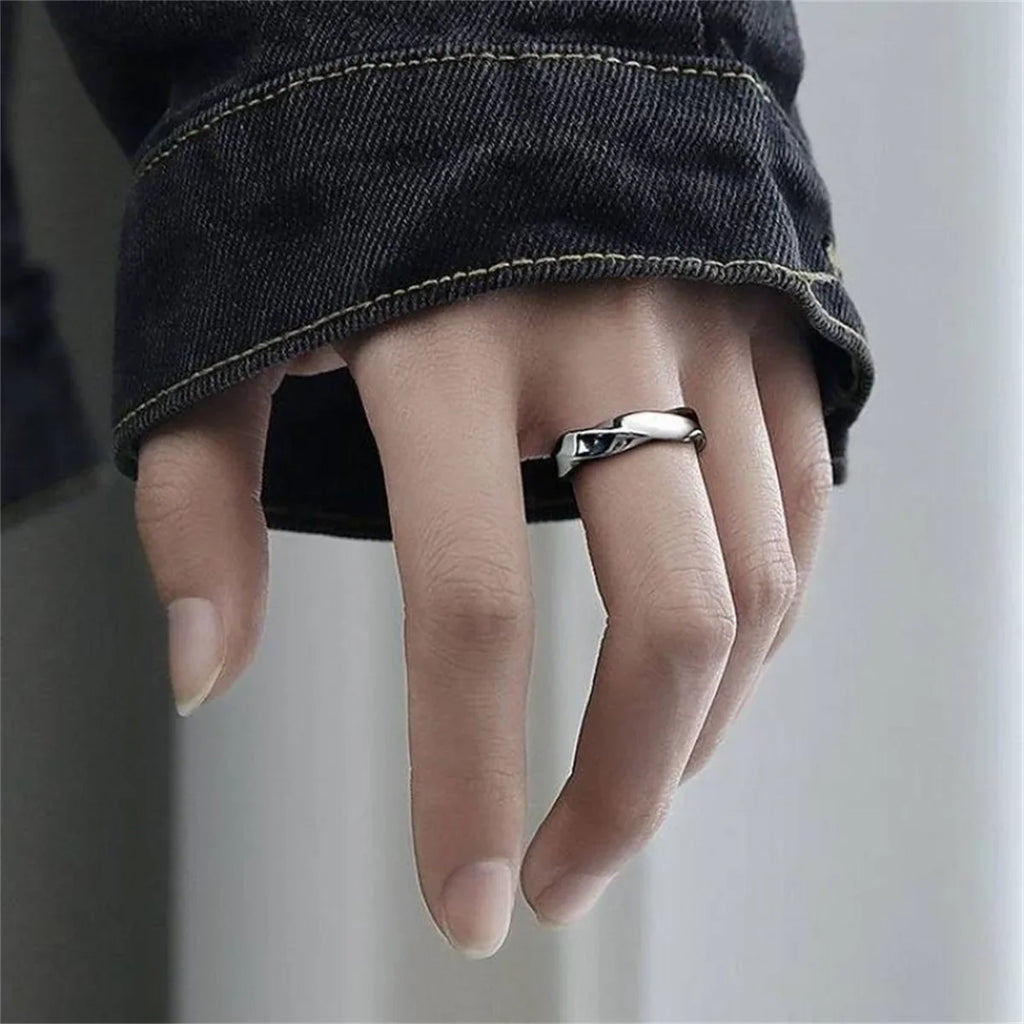 Metal Twist Open Adjustable Ring for Men & Women Adjustable Fashion Ring Qme