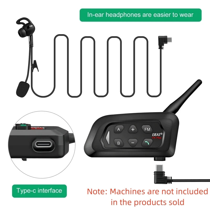 Referee In-Ear Headset Type-C for EJEAS V4C Plus Intercom Referee Intercom Headset Qst