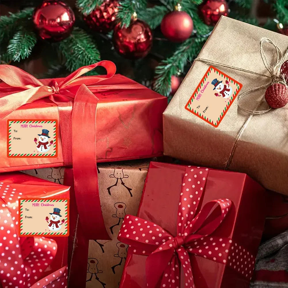Christmas Roll Label Stickers 500pcs – Festive Self-Adhesive Holiday Label Stickers Qme