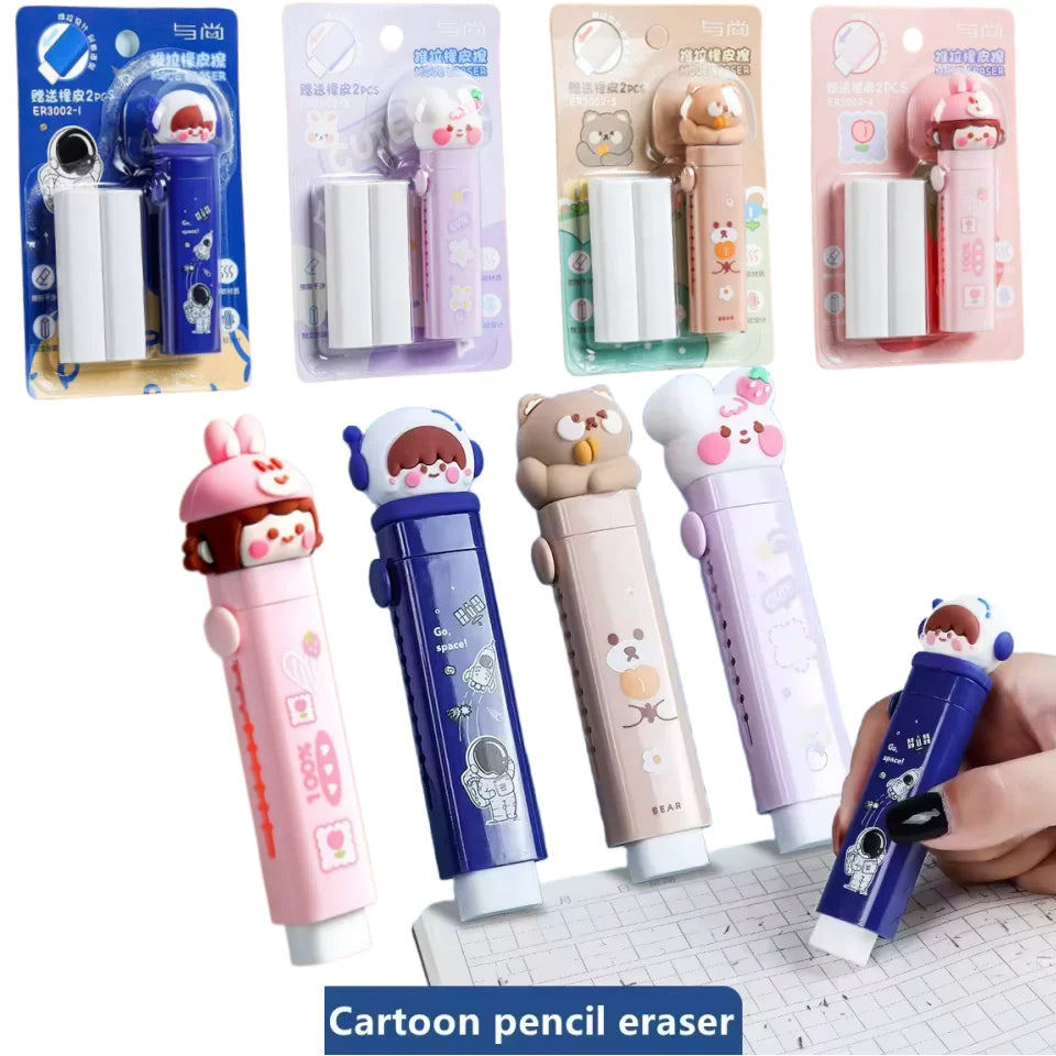 Cartoon Telescopic Push-Pull Pencil Eraser for Kids – School Gift Novelty Pencil Eraser Qst