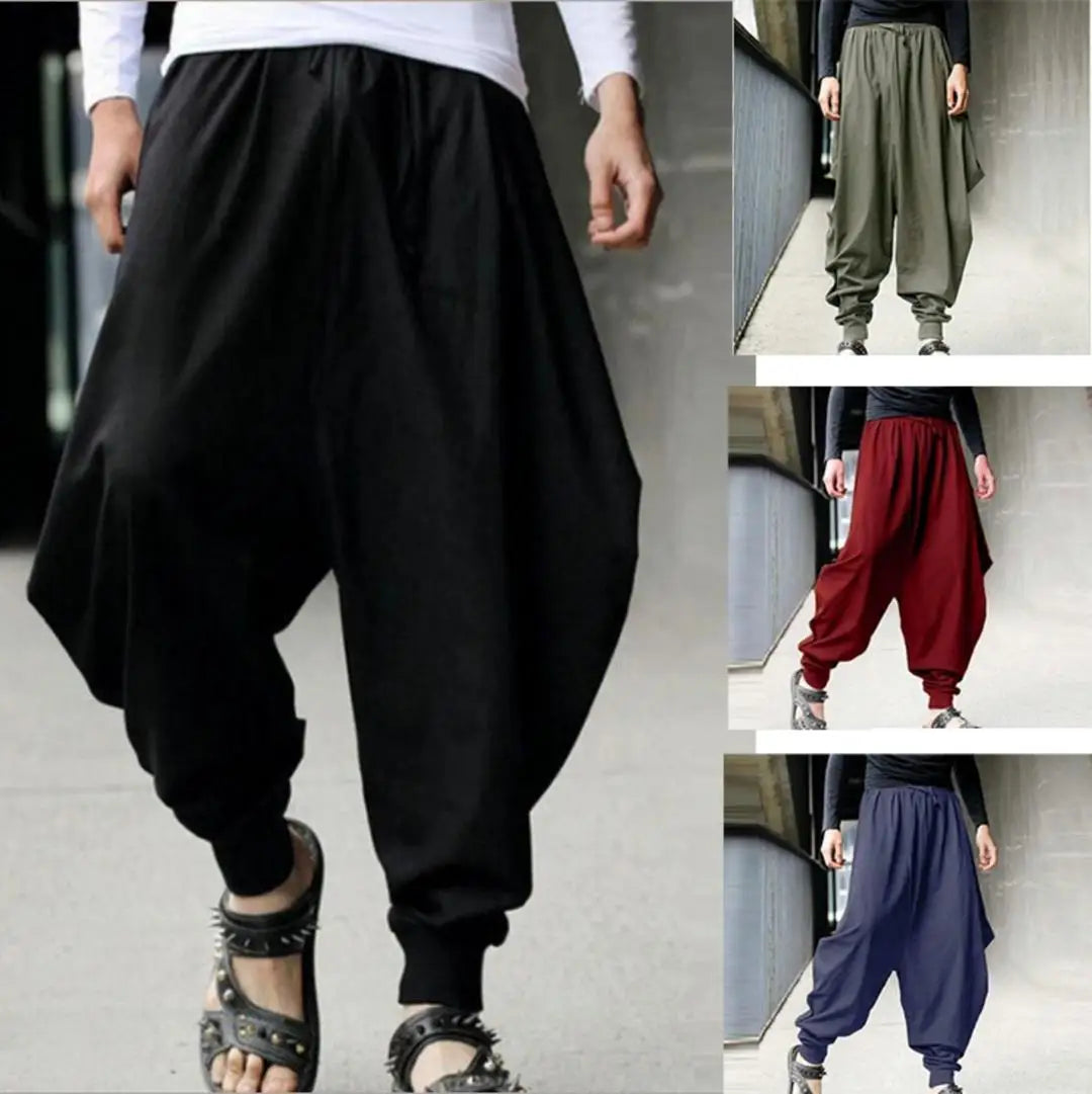 Men's Cotton Drawstring Jogger Harem Pants | Streetwear Jogger Harem Pants Qme