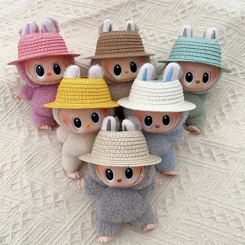 Labubu Open Straw Hat – Rustic Doll Party Accessory | 6 Colors Doll Hat Accessory Qme