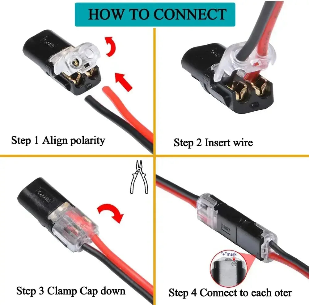 50-Pack Waterproof 2-Pin Fast Plug Car Wire Connectors Wire Connector Pack Qme