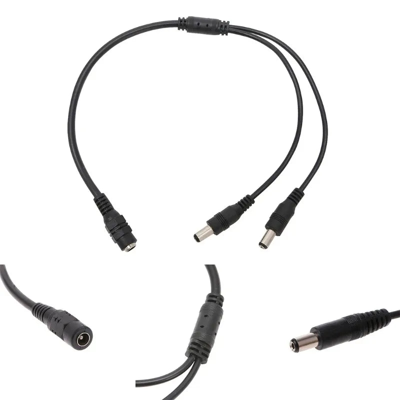 DC 1-to-2 Power Splitter Cable for IP Cameras & LED Strips DC Power Splitter Cable Qme