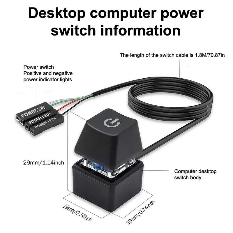 External PC Power Button Switch with 2m LED Cable PC Power Switch Qme