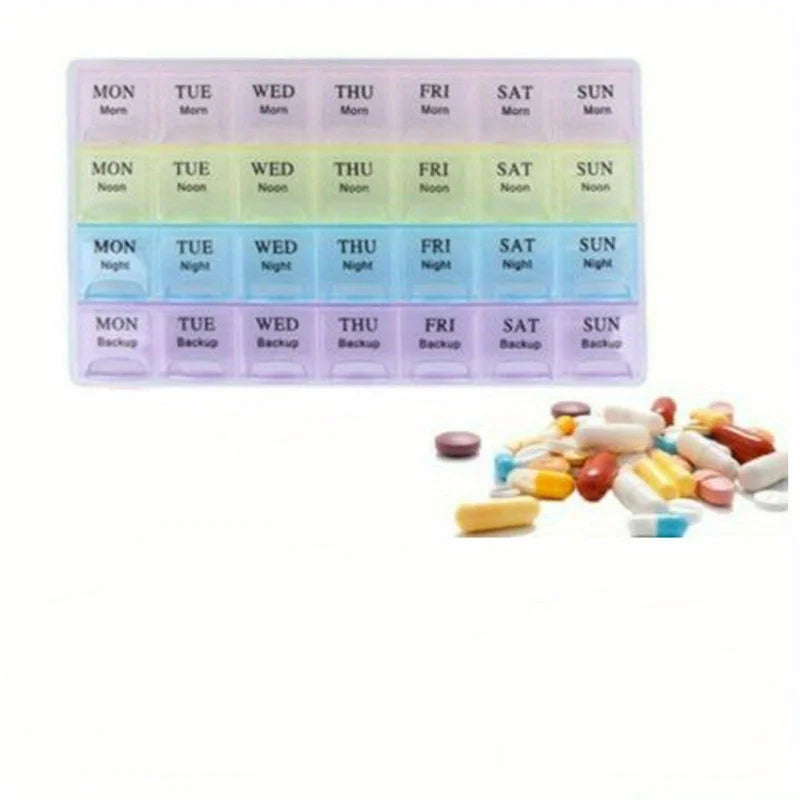 Portable 28-Grid Large Capacity Medicine Organizer Box Pill Organizer Box Qme