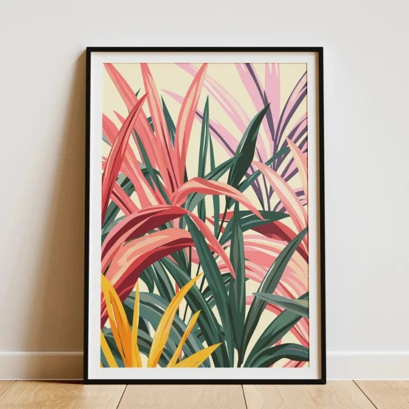 Minimalist Botanical Canvas Wall Art – Bamboo Tropical Leaf Canvas Wall Art Qst 26 50x70cm Unframed
