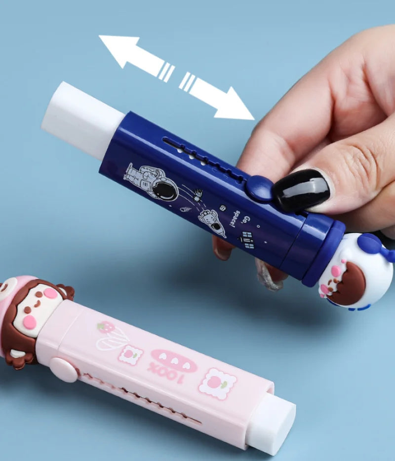 Cartoon Telescopic Push-Pull Pencil Eraser for Kids – School Gift Novelty Pencil Eraser Qst