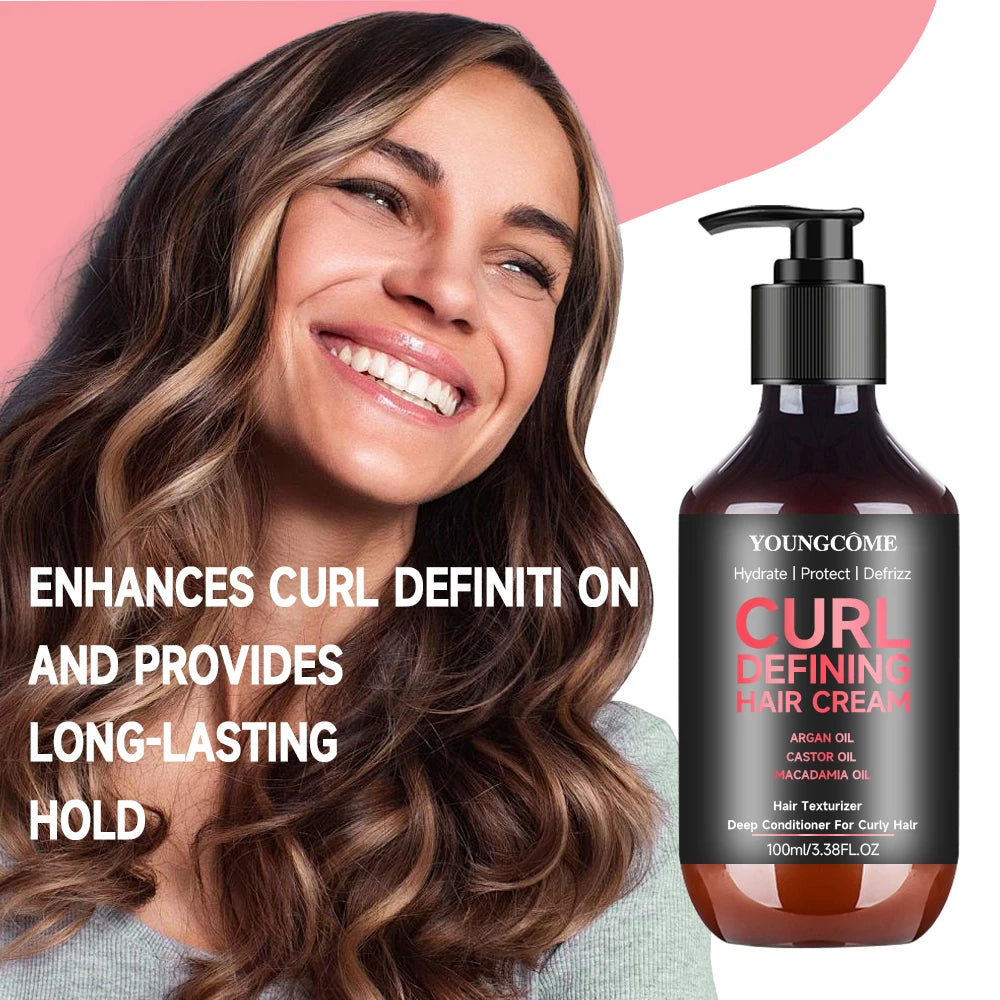 YOUNGCOME Curl Defining Hair Cream – Frizz Control & Volume Curl Defining Cream Qst Anti-off