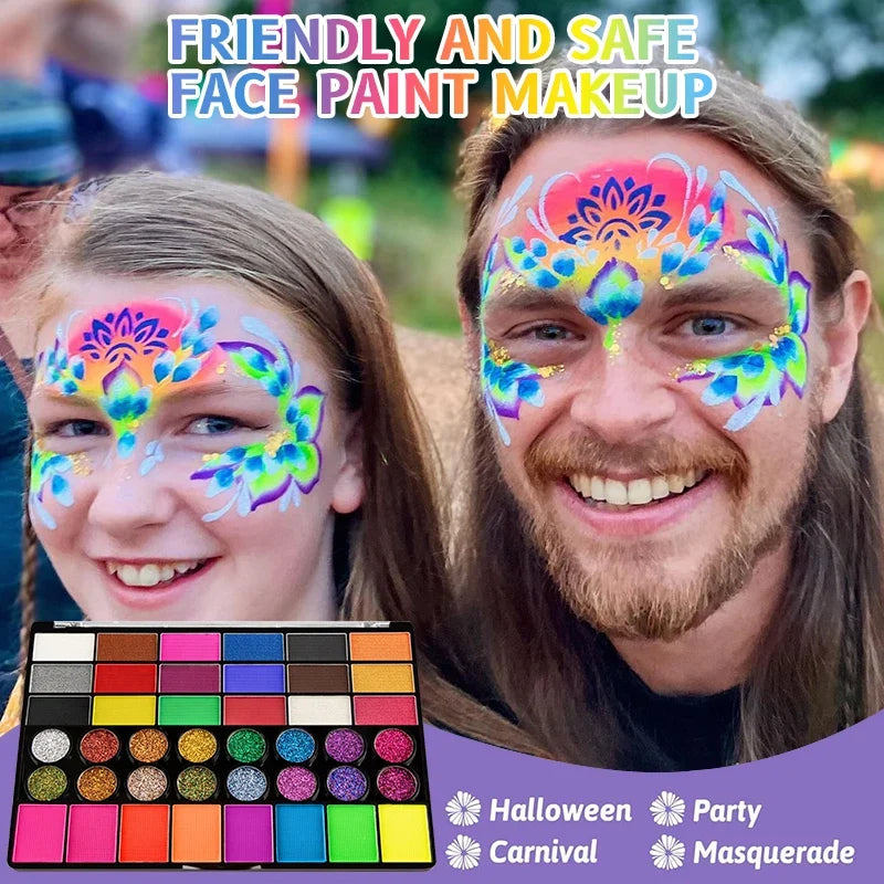 42 Colors Kids Face Paint Kit – Non-Toxic Water Activated Face Paint Kit Qme