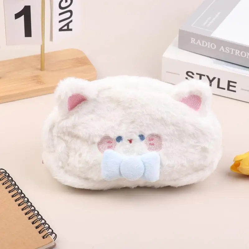 Cute Cartoon Animal Plush Pencil Case – Large Capacity Plush Pencil Case Qme A3